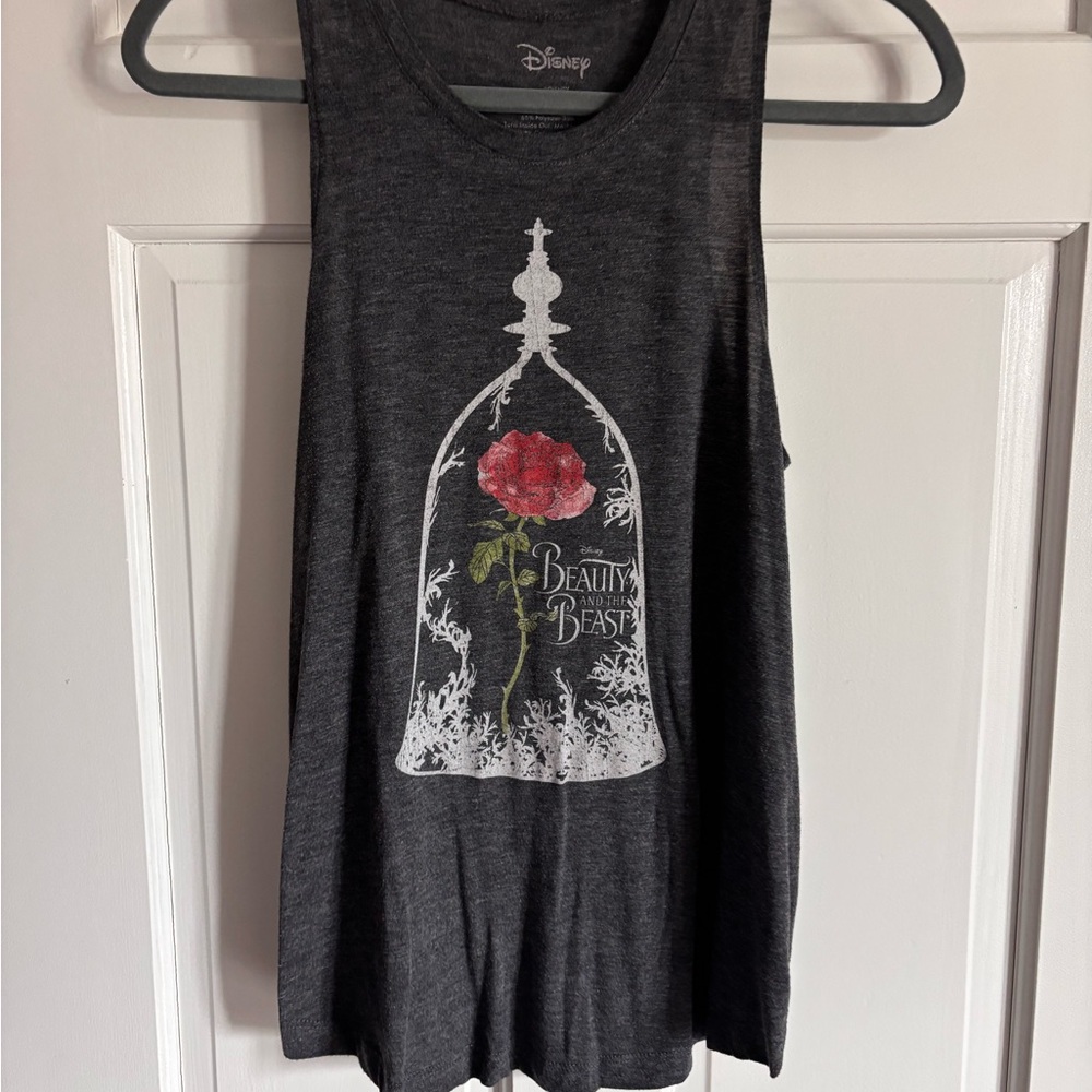 Disney Women's Charcoal Gray Beauty and the Beast Tank Top Size M